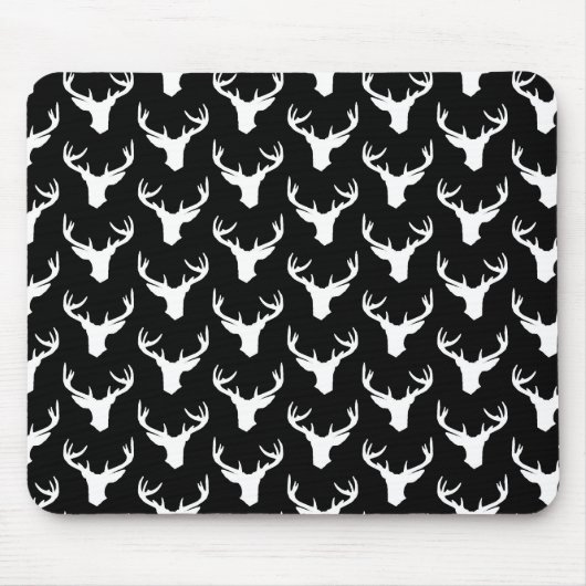 鹿シルエットプリント柄鹿〔雄ジカの〕枝角アート マウスパッド (正面)