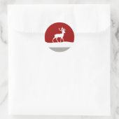 鹿シルエット – 赤と白 ラウンドシール (バッグ)