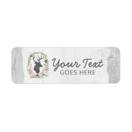 鹿シルエ素朴ットフローラリースカメオオンウッド ラベル