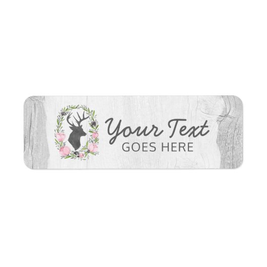 鹿シルエ素朴ットフローラリースカメオオンウッド ラベル (正面)