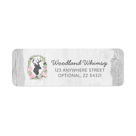 鹿シルエ素朴ットフローラ差出人住所 ラベル (正面)