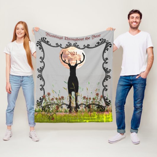 鹿シーズンキャビンカスタマイズ可能2022スロー フリースブランケット (インサイチュ)