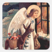 鹿シール付きクリスマスエンジェル スクエアシール (正面)