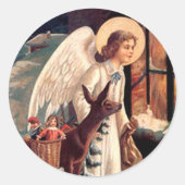 鹿シール付きクリスマスエンジェル ラウンドシール (正面)