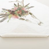 鹿スカルと花 シェルパブランケット (3/4)