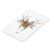 鹿スカルと花 マグネット (左側)