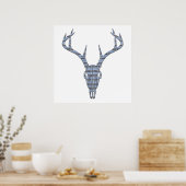 鹿スカルウォールアート ポスター (キッチン)