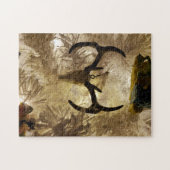 鹿スカルオーナメント白いクリスマスツリー ジグソーパズル (横)