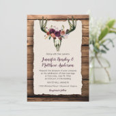鹿スカルダークパープルフローラブーケバーンウッド 招待状 (スタンド正面)