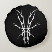 鹿スカルトライバルデザインの鹿ハンターズホワイト ラウンドクッション (裏面)