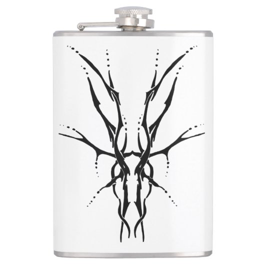 鹿スカルトライバルデザインfor deer hunters black フラスク (正面)