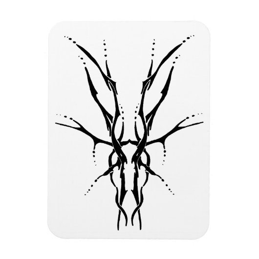 鹿スカルトライバルデザインfor deer hunters black マグネット (縦)