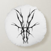 鹿スカルトライバルデザインfor deer hunters black ラウンドクッション (裏面)