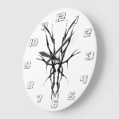 鹿スカルトライバルデザインfor deer hunters black ラージ壁時計 (傾斜)