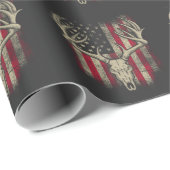 鹿スカルハンターアメリカ国旗の鹿狩りUSA ラッピングペーパー (ロールコーナー)