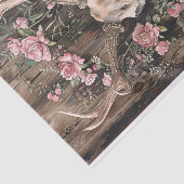 鹿スカル水彩ピンク色の花のデコページ 薄葉紙 (詳細)