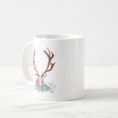 鹿スカル花付2 コーヒーマグカップ (正面左)