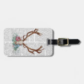 鹿スカル花付2 ラゲッジタグ (正面横)