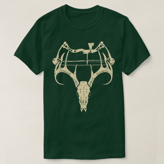 鹿スカル複合弓レトロ狩りアーチェリーパパ Tシャツ (デザイン正面)