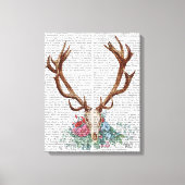 鹿スカル（花） キャンバスプリント (正面)