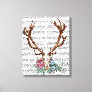 鹿スカル(花) キャンバスプリント