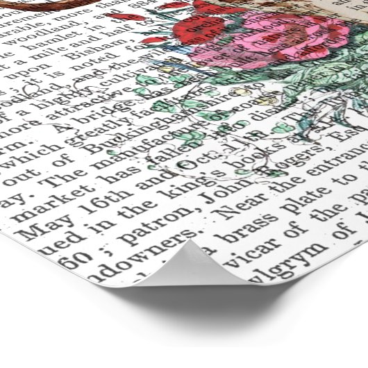 鹿スカル（花） ポスター (角)