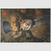 鹿スーツで、帽子と花2デコパージュ紙 薄葉紙 (正面)