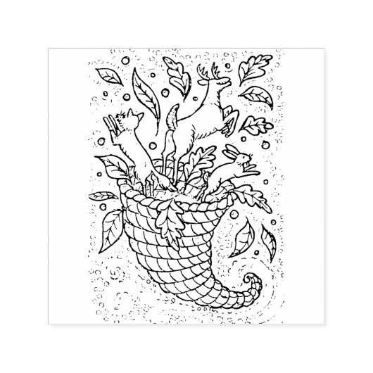 鹿ハレキツネ森林野生動物，自然のコルヌコピア セルフインキングスタンプ (デザイン)