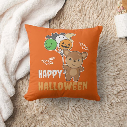 鹿ハロウィンバルーン子供かわいい動物 クッション (ブランケット)