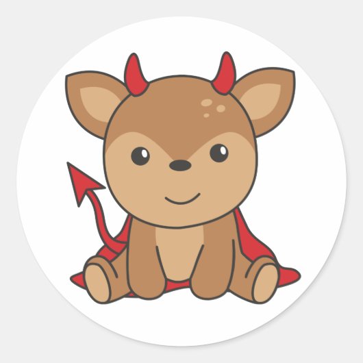 鹿ハロウィーンかわいい悪魔の魔女の衣装クラシックRo ラウンドシール (正面)
