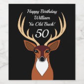鹿ハンターおもしろいオールドバック50誕生日 ワインラベル (シングルラベル)