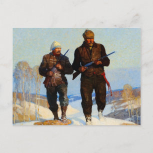 鹿ハンターズ、1924年Newell Convers Wyeth ポストカード