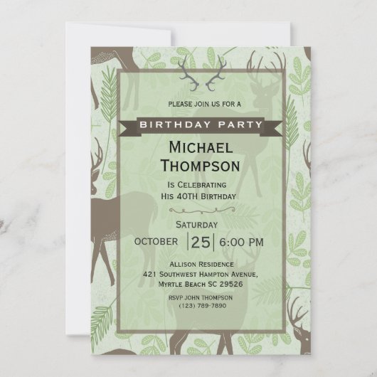 鹿ハンター誕生日パーティーの招待 招待状 (正面)