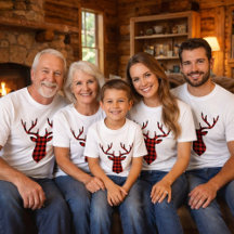 鹿バックヘッドシルエットレッドとブラックプレイド