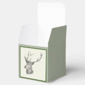 鹿バック頭と〔雄ジカの〕枝角白黒アート フェイバーボックス (オープン)