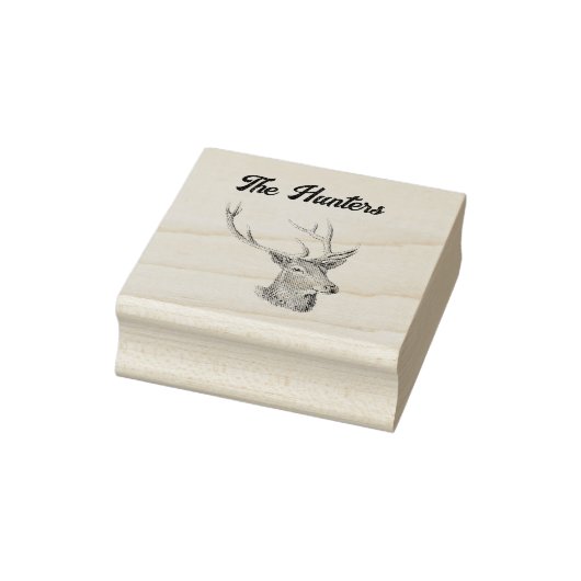 鹿バック頭と〔雄ジカの〕枝角白黒アート ラバースタンプ (スタンプ)