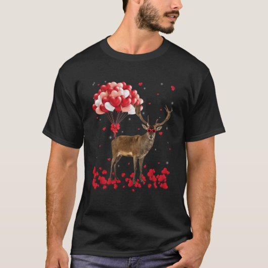 鹿バレンタインデーハート動物 Tシャツ (正面)