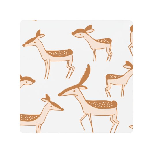 鹿パターンデザイン動物可愛いポストカードのポスター メタルプリント (正面)