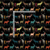 鹿パターン（の模様が）ある黒 ファブリック (タイル)