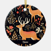 鹿パーソナライズされたお洒落オーナメント セラミックオーナメント (正面)