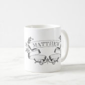 鹿パーソナライズされた素朴イラストレーション コーヒーマグカップ (正面右)