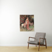 鹿ビクトリアン付き女性の水色 タペストリー (インサイチュ)