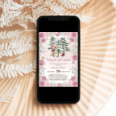 鹿ピンクの赤ちゃんガールシャワー 招待状