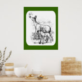 鹿ファミリー ポスター (キッチン)