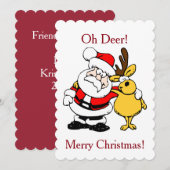 鹿フラットカード付きサンタ シーズンカード (正面/裏面)