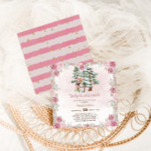 鹿フローラかわいいベビーガールシャワー 招待状