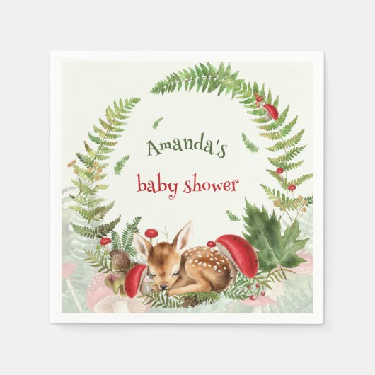 鹿フローラの赤ちゃんシャワー スタンダードカクテルナプキン (正面)