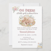 鹿フローラ秋ベビーガールベビーシャワー 招待状 (正面)