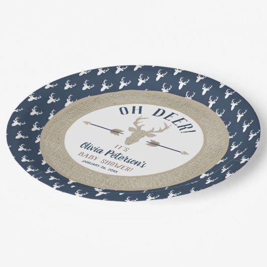 鹿プレート、オーディアーウッドランドディアープレート ペーパープレート (アングル)
