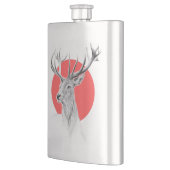 鹿ヘッドスタンスケッチレッドサークルアニマルアート フラスク (左)